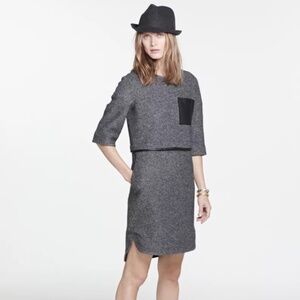 Madewell Short Tunic Dress Dark Grey‎ with Black Leather Brest Pocket Size Small